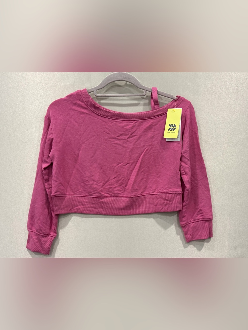 All in Motion Girls’ Pink Cropped Athletic Sweatshirt One Shoulder Size 8 NWT